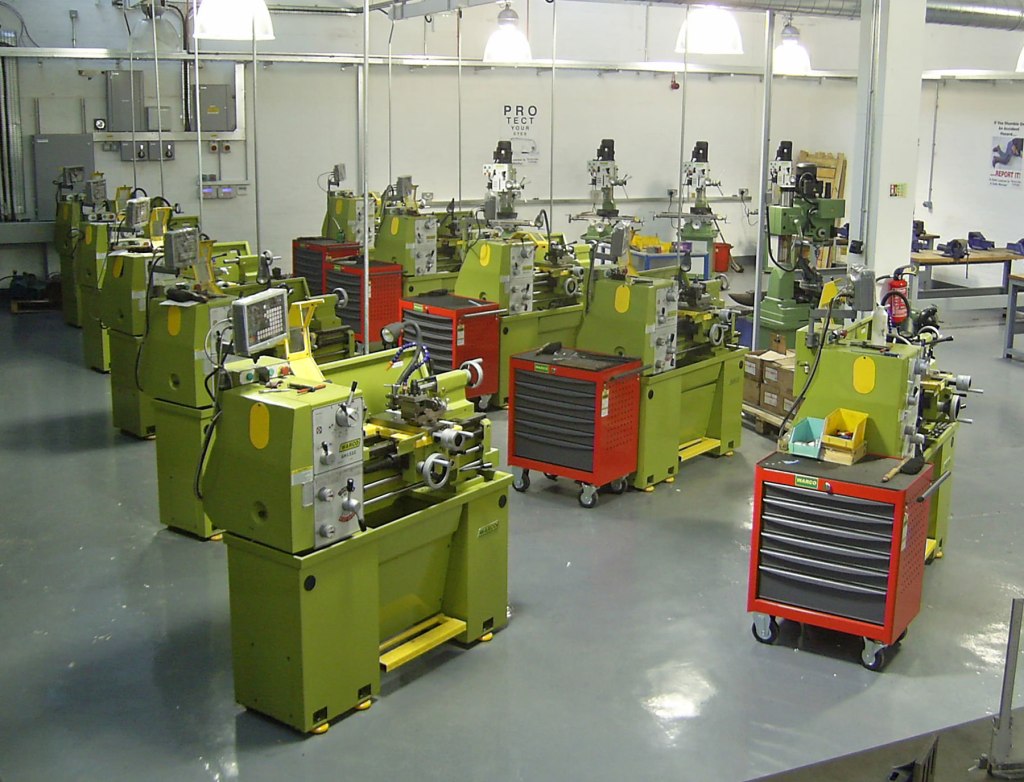 A row of Warco GH1322 lathes